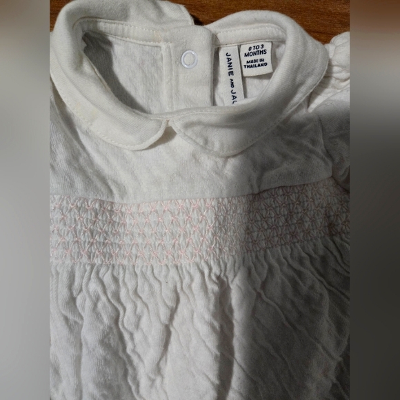 Janie and Jack Pink and White Romper, 0-3 months - Picture 3 of 5